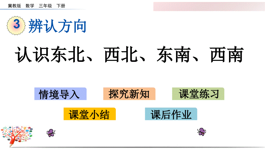 冀教版三年级数学下册《3.2-认识东北、西北、东南、西南》ppt课件_第1页