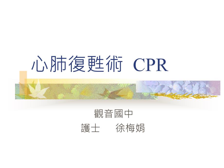 心肺复苏术 CPR_第1页