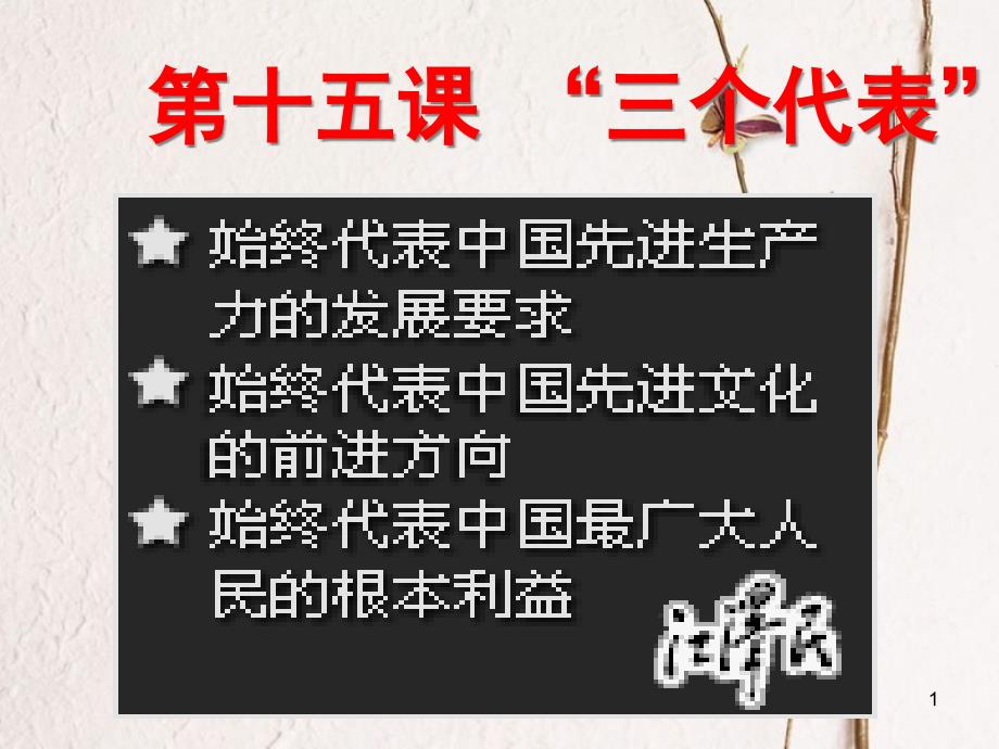 九年级政治全册 第五单元 国策经纬 第十五课《三个代表》课件2 教科版_第1页