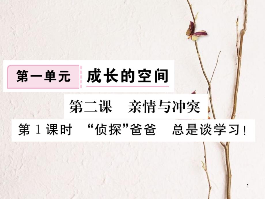 八年级道德与法治上册 第一单元 成长的空间 第二课 亲情与冲突 第1框《侦探爸爸 总是谈学习》习题课件 人民版_第1页