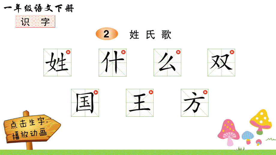 一年级下册语文ppt课件识字2-姓氏歌_第1页