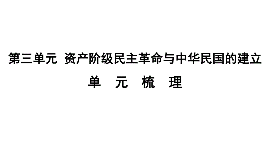 统编部编版历史八年级上册历史第三单元《资产阶级民主革命与中华民国的建立》单元梳理课件_第1页