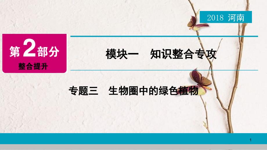 河南省2018年中考生物总复习 第2部分 模块1 专题3 生物圈中的绿色植物课件_第1页