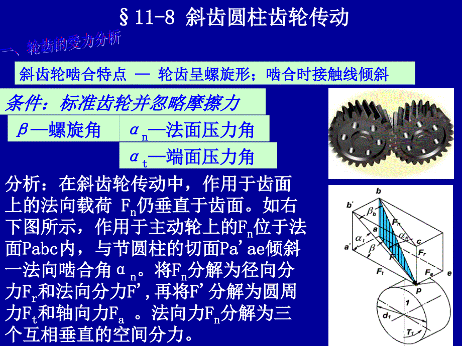 《机械设计基础》第五版斜齿圆柱齿轮传动受力分析_第1页