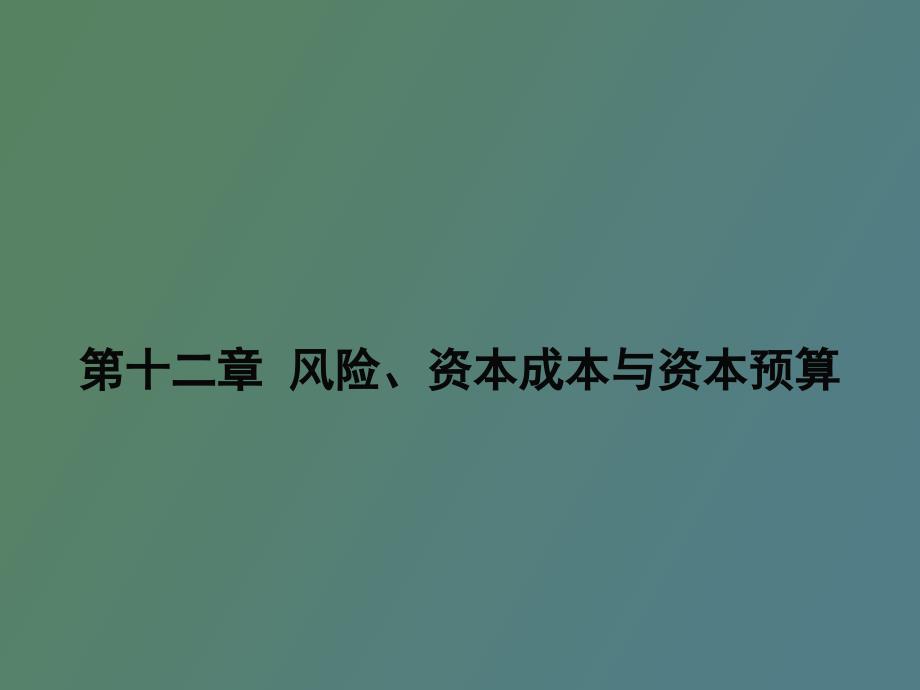 风险、资本成本与资本预算_第1页