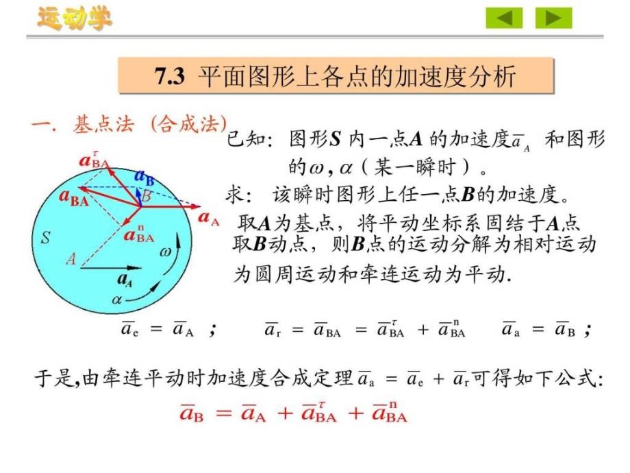 大学理论力学平面图形上各点的加速度分析_第1页