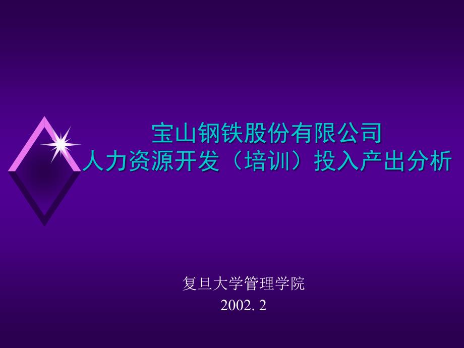 复旦管院宝山钢铁股份有限公司人力资源开发(培训)投入产出分析_第1页