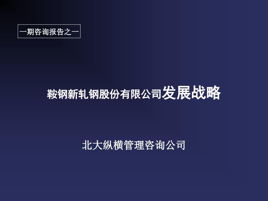 某咨詢鞍鋼企業(yè)發(fā)展戰(zhàn)略報告_第1頁