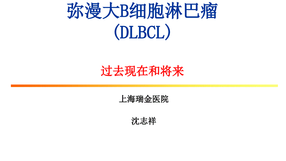 彌漫大B細(xì)胞淋巴瘤(DLBCL)過去現(xiàn)在和將來——瑞金醫(yī)院血液科沈志祥_第1頁