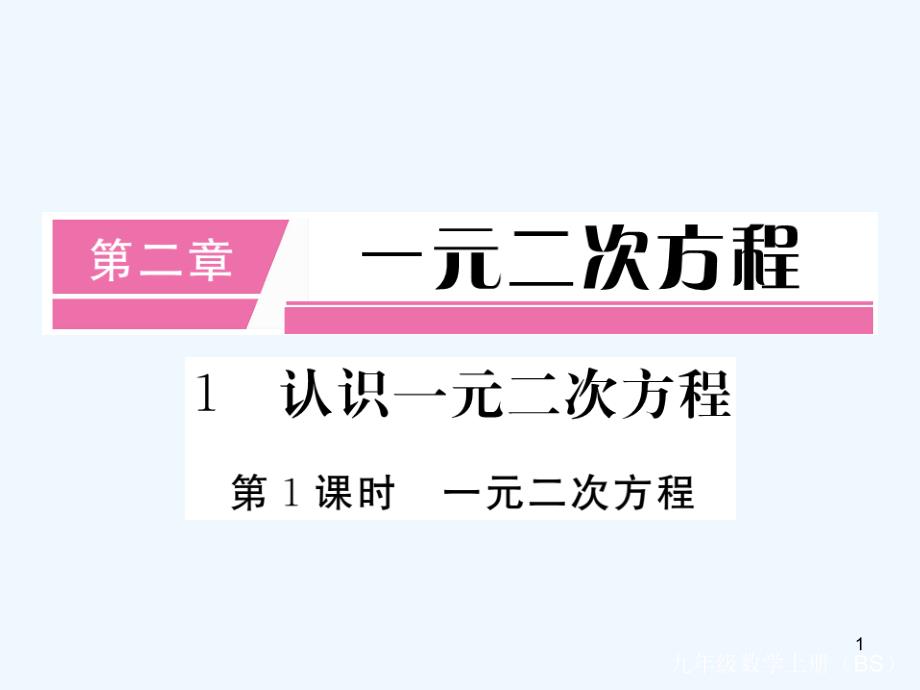 九年级数学上册 2.1 认识一元二次方程 第1课时 一元二次方程讲练优质课件 （新版）北师大版 (2)_第1页