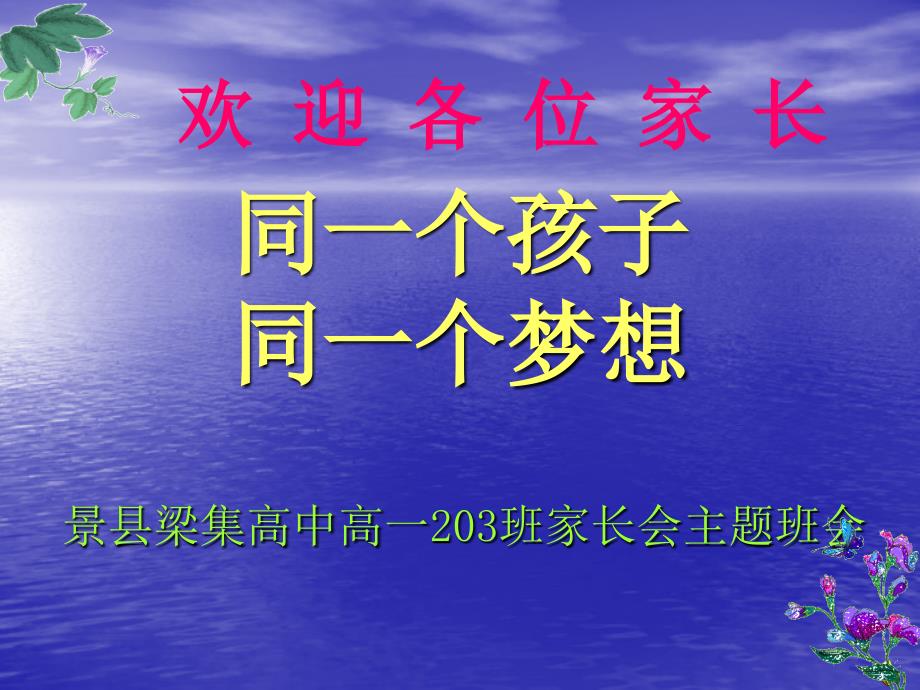 高一家长会主题班会课件_第1页