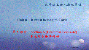 九年級英語全冊 Unit 8 It must belong to Carla（第3課時(shí)）Section A（Grammar Focus-4c）同步語法精講 （新版）人教新目標(biāo)版