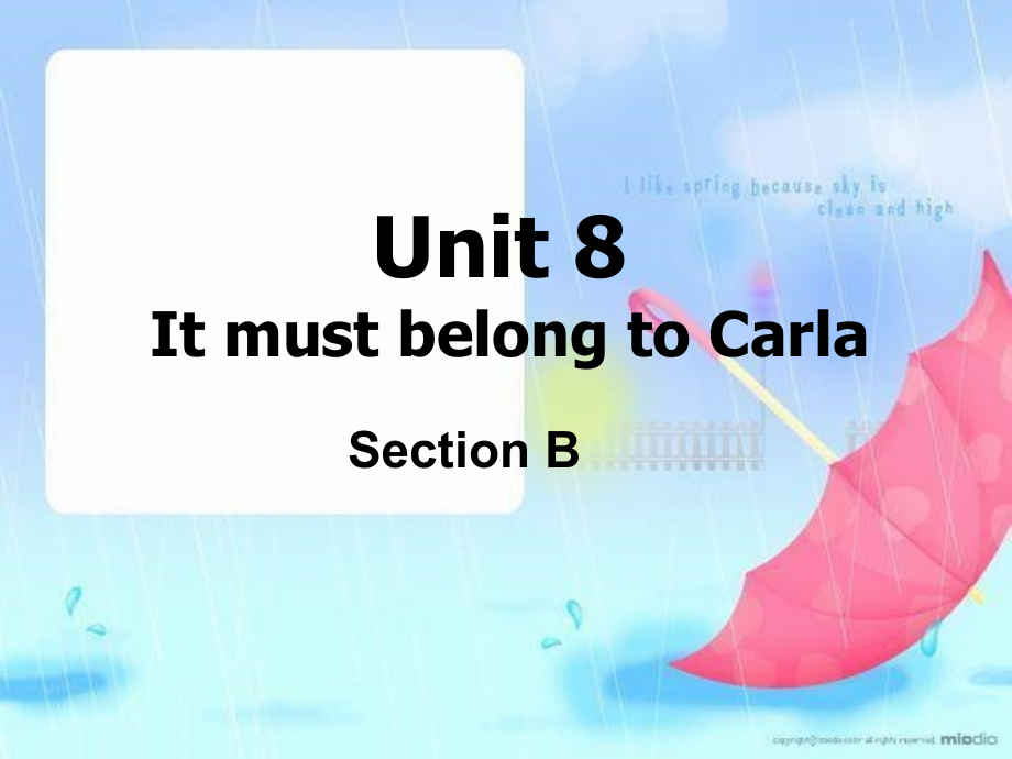 新人教版九年级Unit8_It_must_belong_to_Carla单元整体课件_第1页