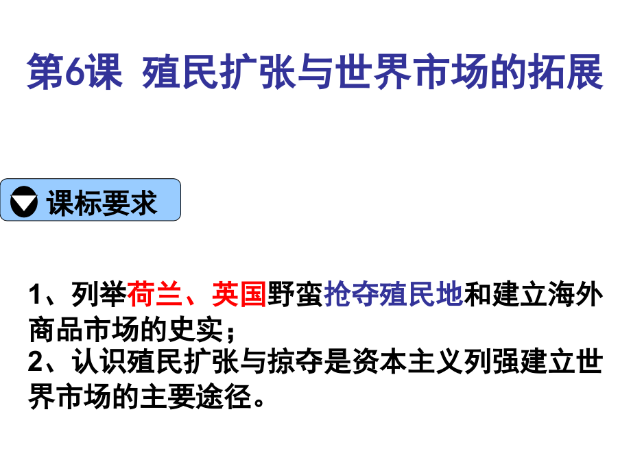 人教版高中歷史必修二第6課《殖民擴(kuò)張與世界市場(chǎng)的拓展》優(yōu)質(zhì)課件 （共30張）_第1頁