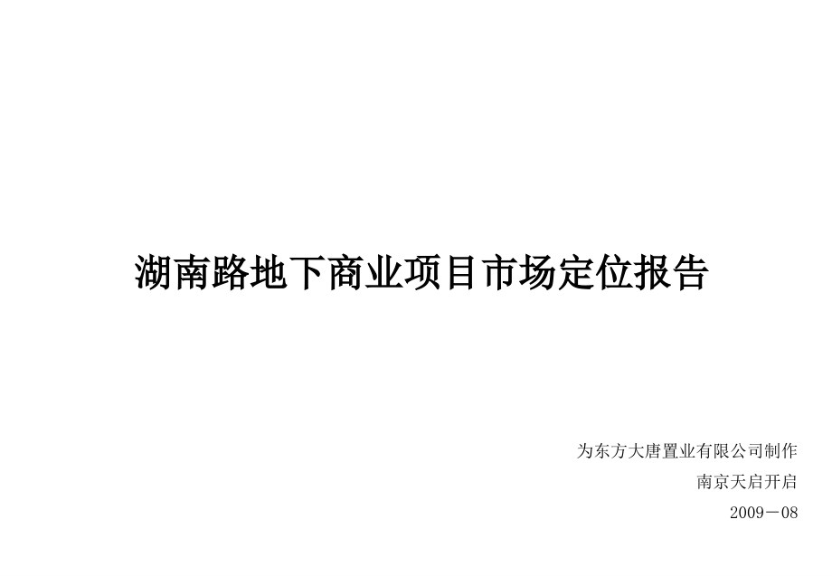 2009南京湖南路地下商业项目市场定位报告97P_第1页
