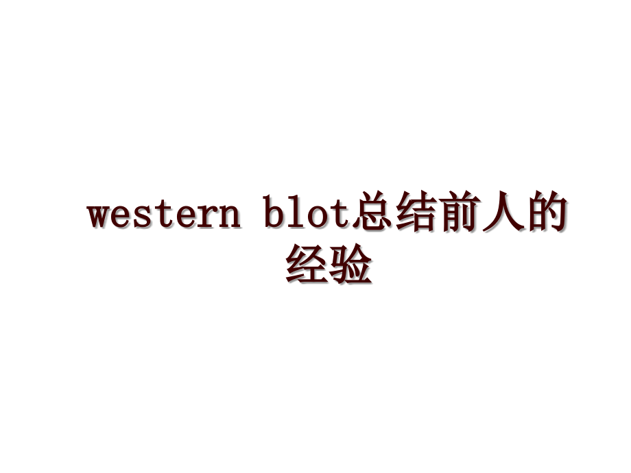 western blot总结前人的经验_第1页