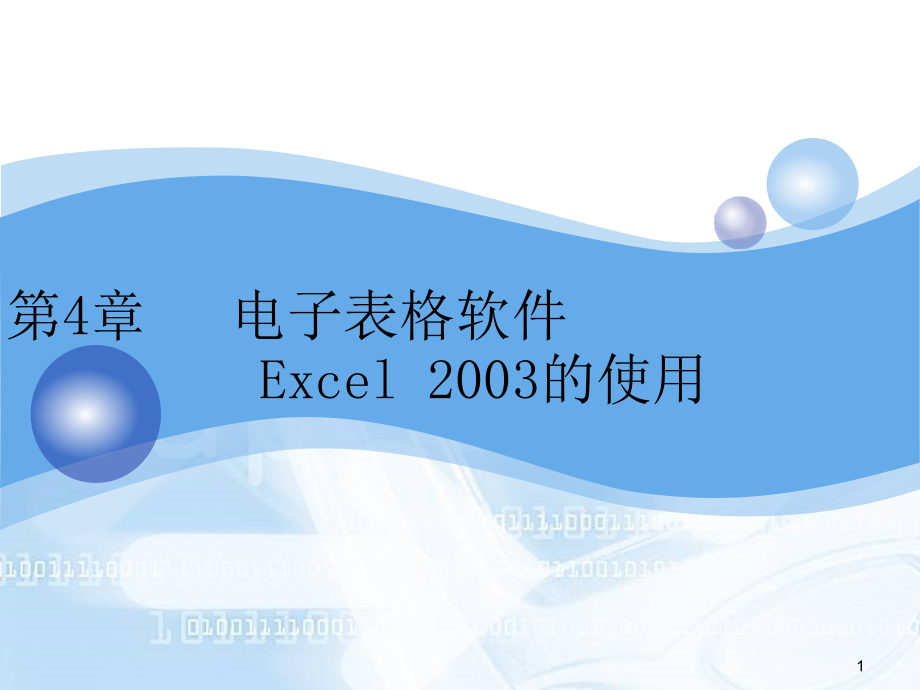 第四章 電子表格軟件 Excel 2003的使用_第1頁