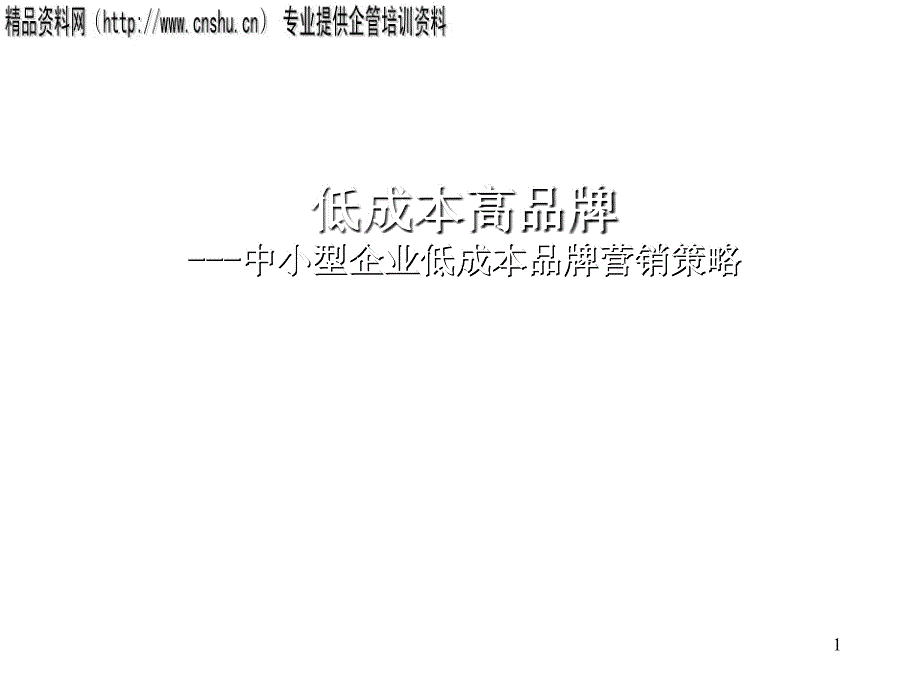 中小型企业低成本品牌营销策略_第1页