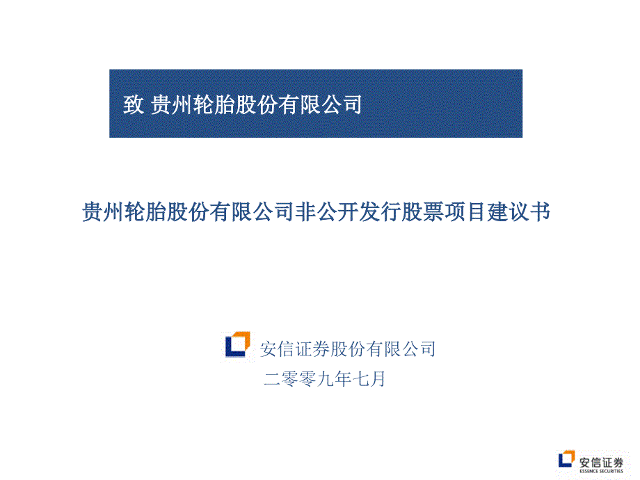 黔轮胎非公开发行股票项目建议书_第1页