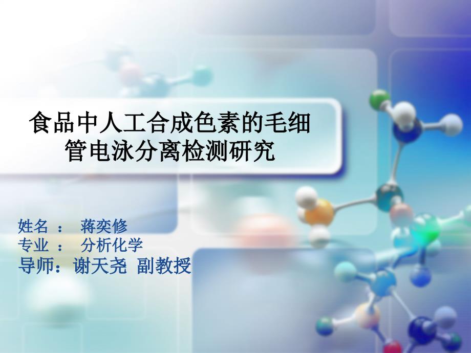 食品中人工合成色素的毛细管电泳分离检测研究_第1页