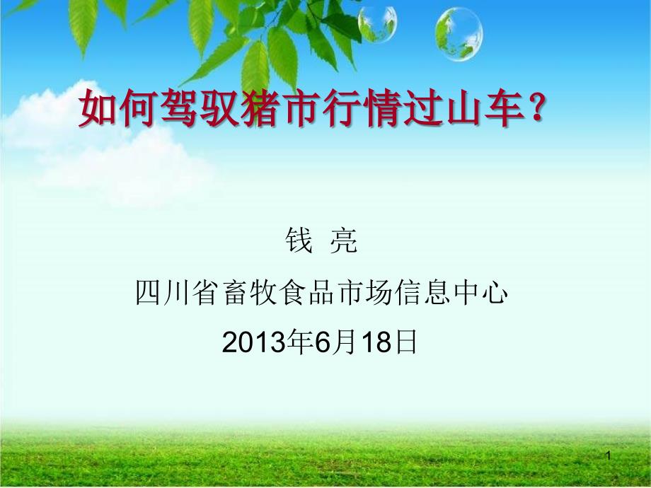 如何驾驭猪市行情过山车钱亮四川省畜牧食品市场信息中心副本_第1页