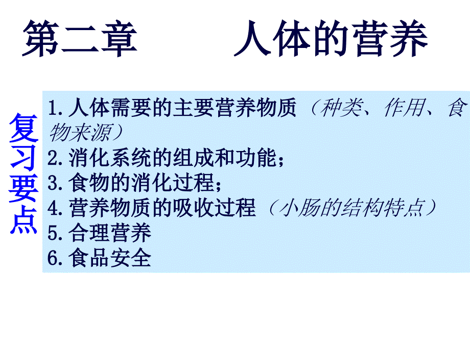 七下生物复习第二章人体的营养课件_第1页