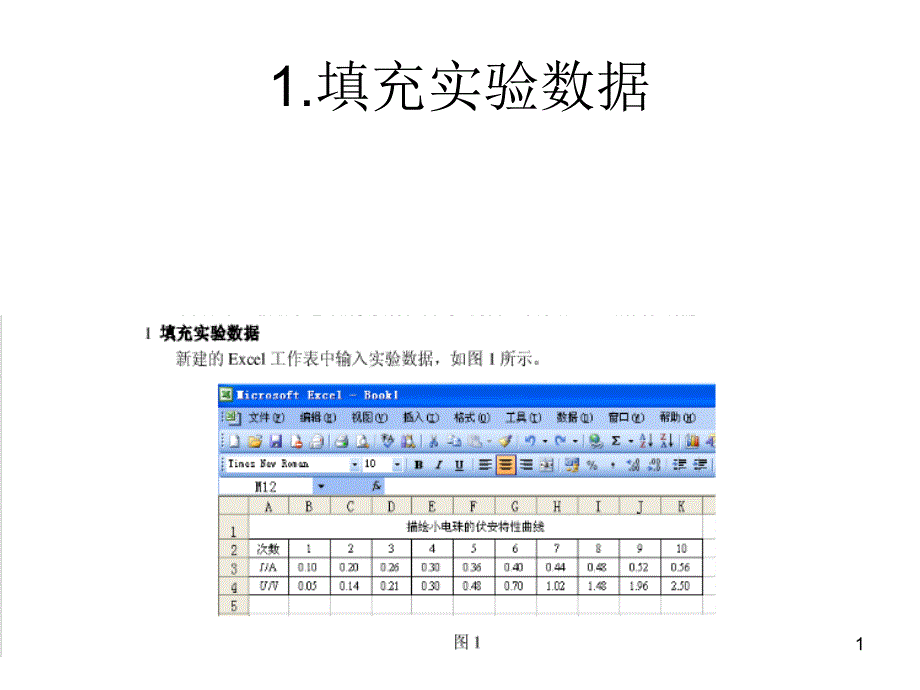 用EXCEL绘制伏安特性曲线_第1页