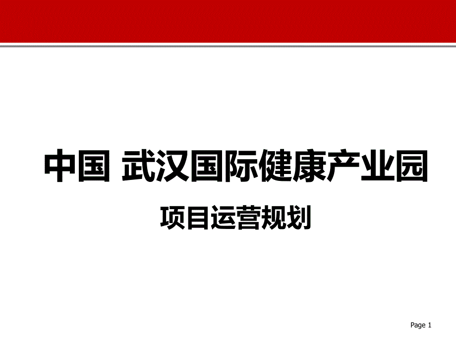 武汉国际健康产业园项目运营规划前期策划_第1页