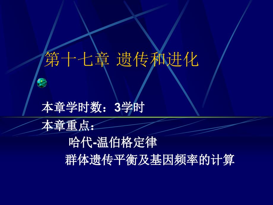 《遗传学》课件第13章 群体遗传和进化_第1页