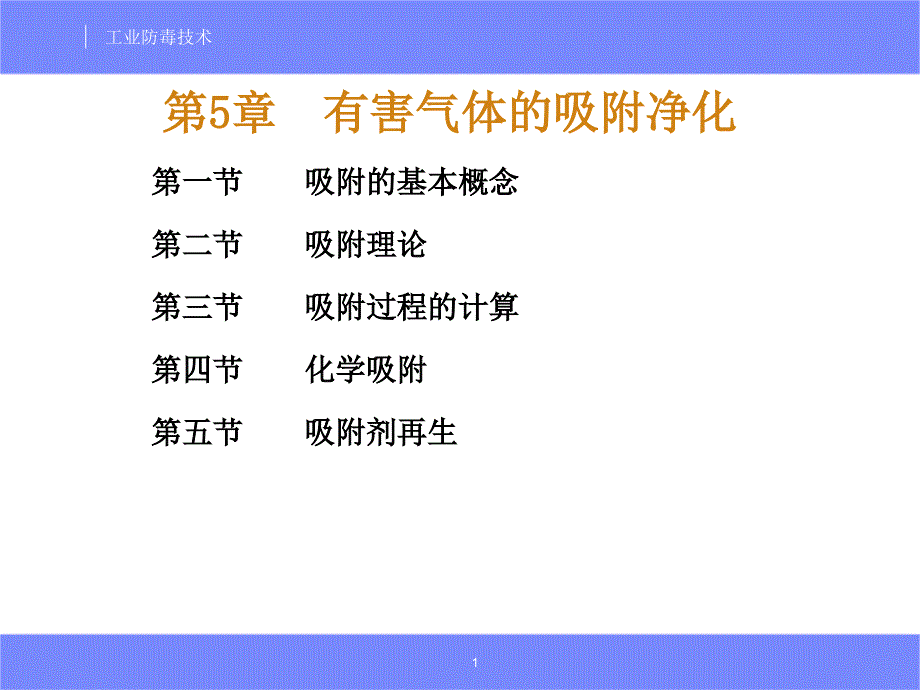 安全工程专业工业防毒技术经典课件有害气体的吸附净化_第1页