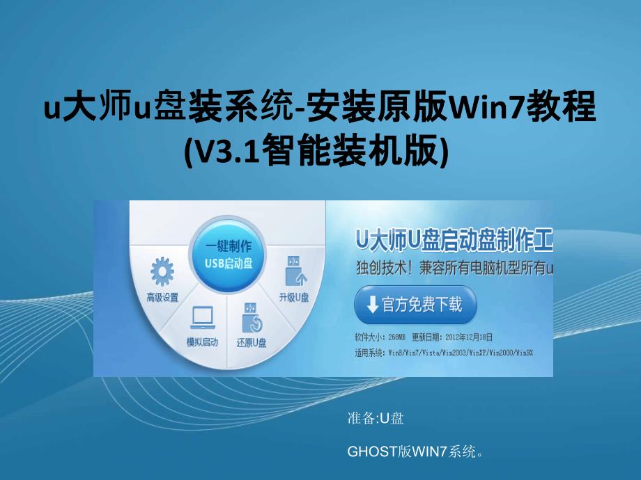 大师u盘装系统安装原版Win教程V智能装机版_第1页