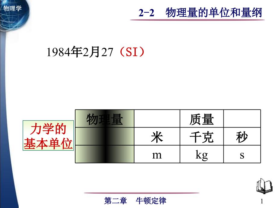 22 物理量的单位和量纲(自学)_第1页