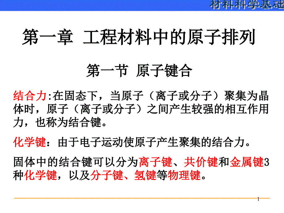 理工《材料科学基础》课件第一章_第1页