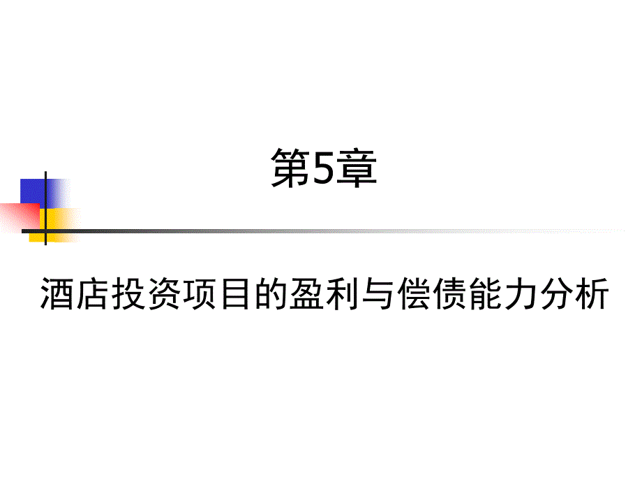 第5章酒店投资项目的盈利与偿债能力分析_第1页