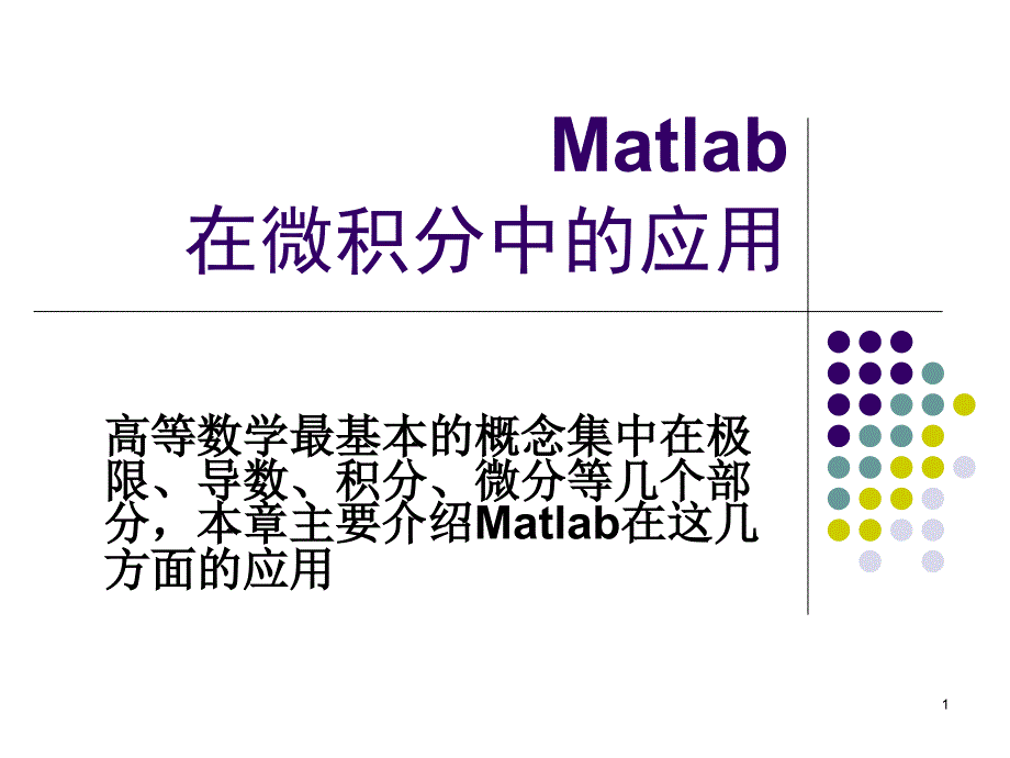 Matlab在微积分中的应用_第1页