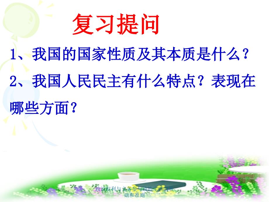 政治权利与义务参与政治生活的基础和准则课件_第1页