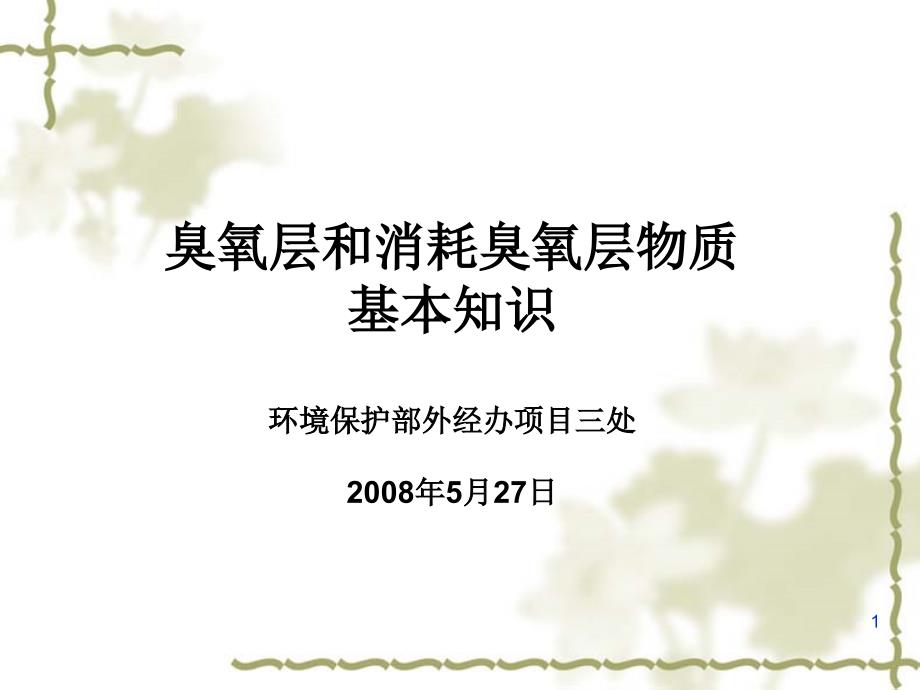 臭氧层和消耗臭氧层物质基本知识环境保护部外经办项目三处_第1页