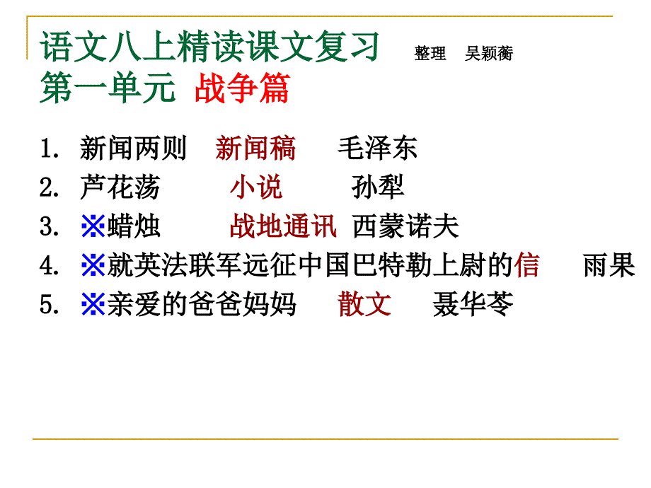 人教版语文七年级上重点课文复习_第1页