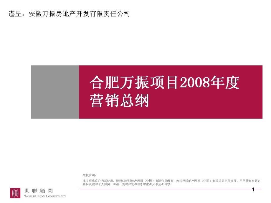 世联_安徽合肥万振房地产项目市场营销策划总纲_104页_第1页