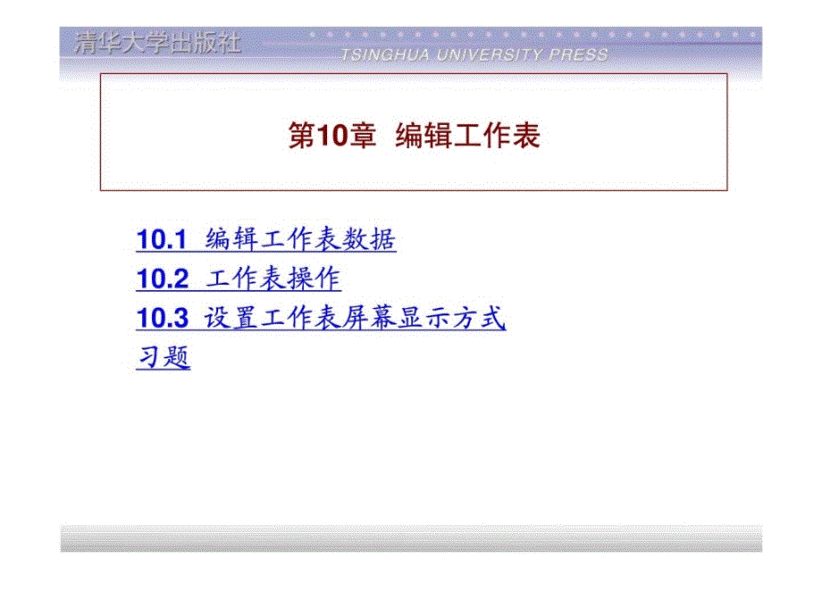 电子教案第十章编辑工作表_第1页