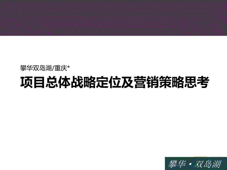 攀华双岛湖项目总体战略定位及营销策略思考(13年12月修_第1页