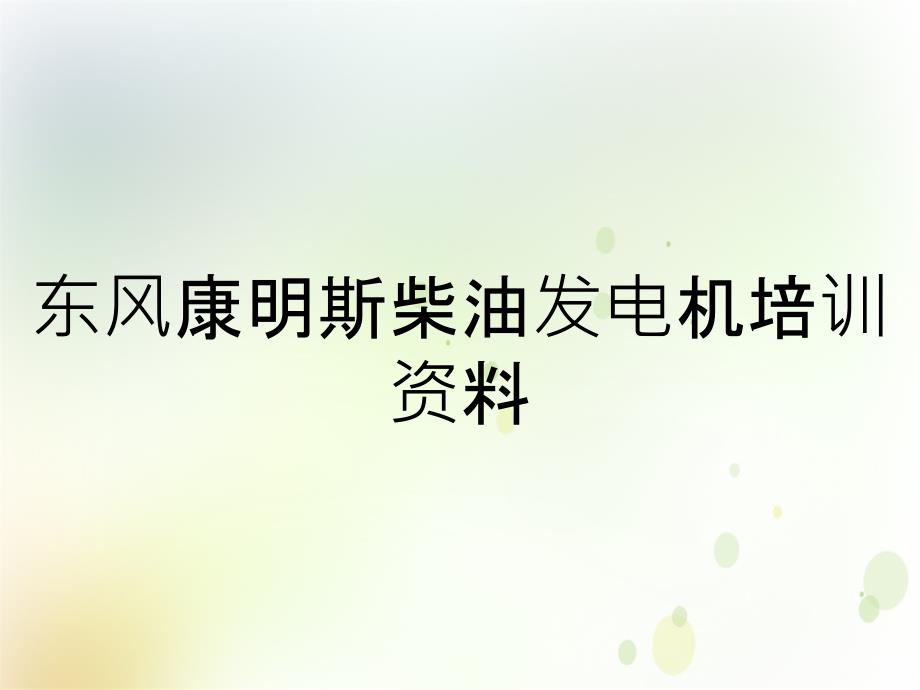 东风康明斯柴油发电机培训资料_第1页