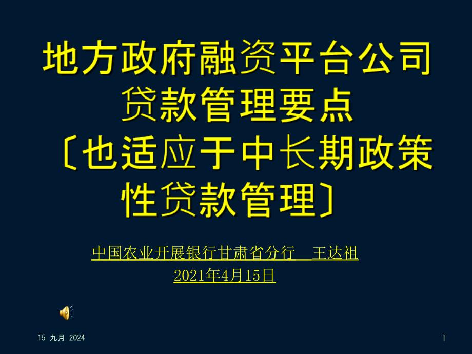 地方政府融资平台公司贷款管理实务(初定稿)_第1页