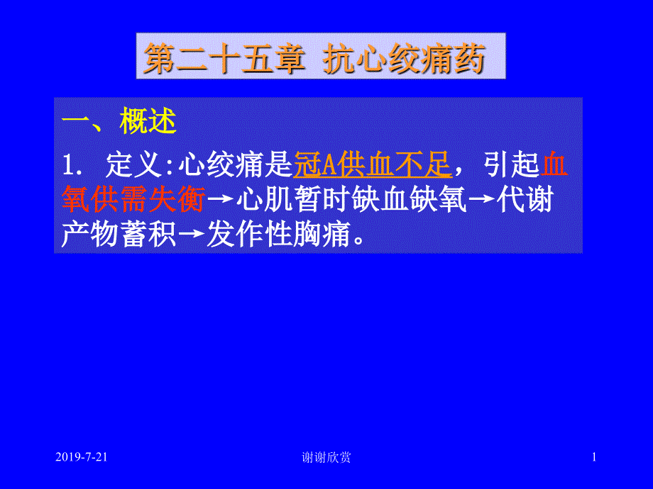 抗心绞痛药定义心绞痛是冠A供血不足课件_第1页