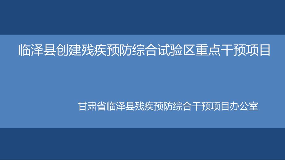 某县创建残疾预防综合试验区重点干预项目概述（课件）_第1页