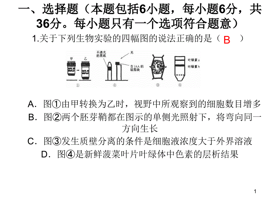 XXXX年理科综合生物部分试题(3)(王凯辉)_第1页