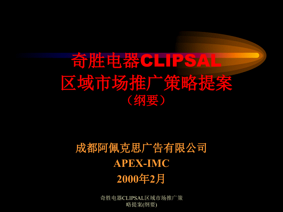 奇胜电器CLIPSAL区域市场推广策略提案(纲要)课件_第1页