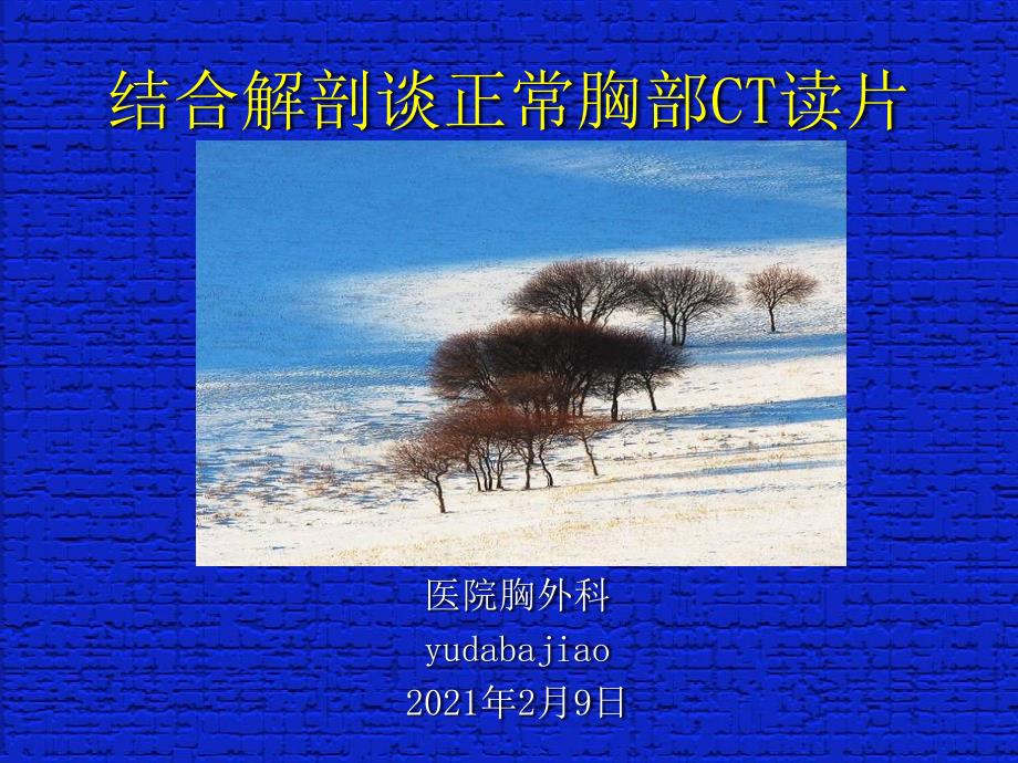 结合解剖谈正常胸部CT读片2009.2.9 已经宣讲_【课件】_第1页