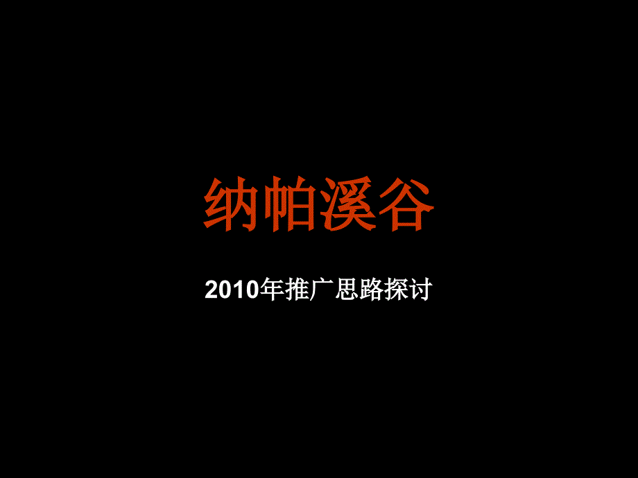 纳帕溪谷XXXX年推广思路_第1页