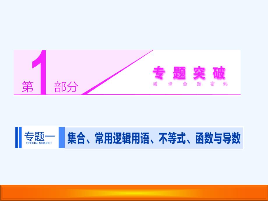 高考专题辅导与测试第部分专题一第六讲第二课时利用导数解决不等式、方程解的问题课件_第1页